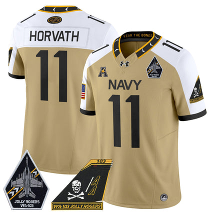 Men's Navy Midshipmen 2024 Jolly Rogers Patch Vapor Limited Jersey - All Stitched