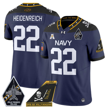 Men's Navy Midshipmen 2024 Jolly Rogers Patch Vapor Limited Jersey - All Stitched