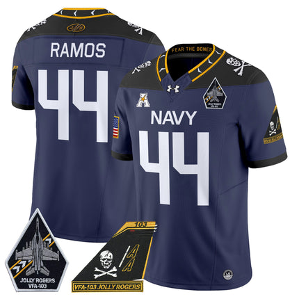 Men's Navy Midshipmen 2024 Jolly Rogers Patch Vapor Limited Jersey - All Stitched