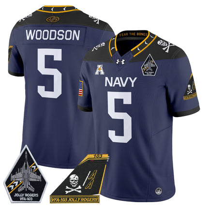 Men's Navy Midshipmen 2024 Jolly Rogers Patch Vapor Limited Jersey - All Stitched