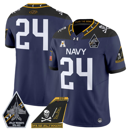 Men's Navy Midshipmen 2024 Jolly Rogers Patch Vapor Limited Jersey - All Stitched