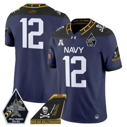 Men's Navy Midshipmen 2024 Jolly Rogers Patch Vapor Limited Jersey - All Stitched