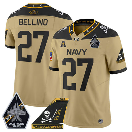 Men's Navy Midshipmen 2024 Jolly Rogers Patch Vapor Limited Jersey - All Stitched