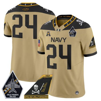 Men's Navy Midshipmen 2024 Jolly Rogers Patch Vapor Limited Jersey - All Stitched