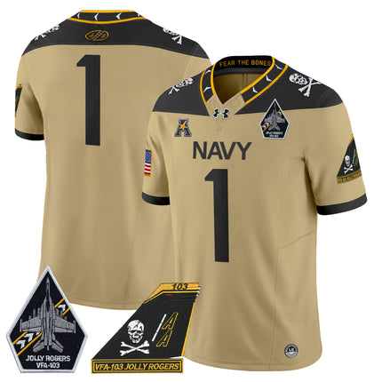 Men's Navy Midshipmen 2024 Jolly Rogers Patch Vapor Limited Jersey - All Stitched