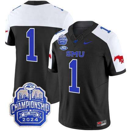 Men's SMU Mustangs 2024 ACC Championship Patch Vapor Limited Jersey - All Stitched