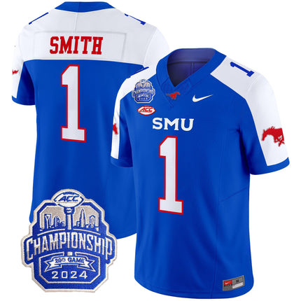 Men's SMU Mustangs 2024 ACC Championship Patch Vapor Limited Jersey - All Stitched