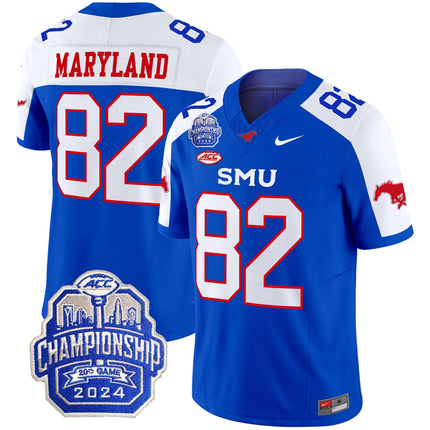 Men's SMU Mustangs 2024 ACC Championship Patch Vapor Limited Jersey - All Stitched