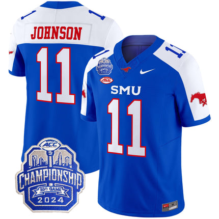 Men's SMU Mustangs 2024 ACC Championship Patch Vapor Limited Jersey - All Stitched