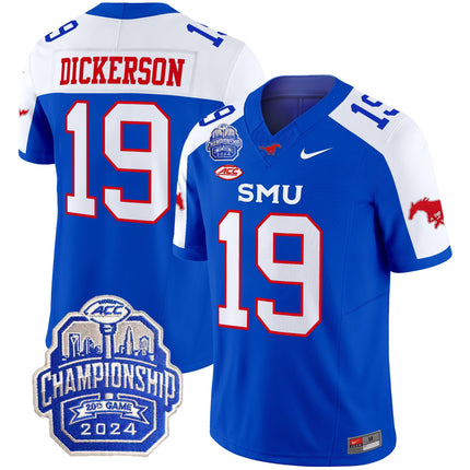 Men's SMU Mustangs 2024 ACC Championship Patch Vapor Limited Jersey - All Stitched