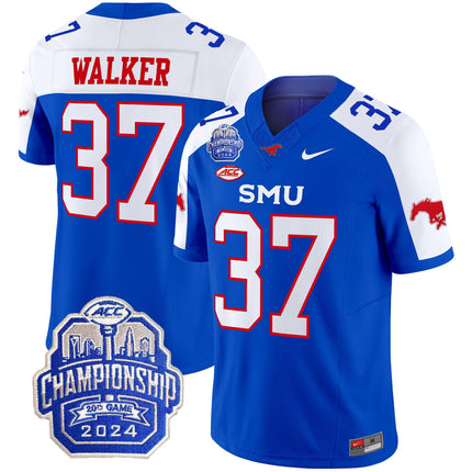 Men's SMU Mustangs 2024 ACC Championship Patch Vapor Limited Jersey - All Stitched