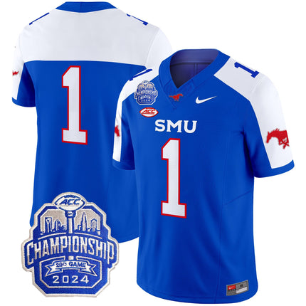Men's SMU Mustangs 2024 ACC Championship Patch Vapor Limited Jersey - All Stitched