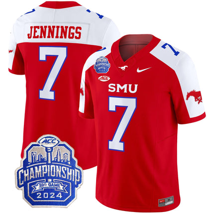 Men's SMU Mustangs 2024 ACC Championship Patch Vapor Limited Jersey - All Stitched