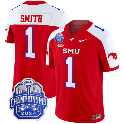 Men's SMU Mustangs 2024 ACC Championship Patch Vapor Limited Jersey - All Stitched