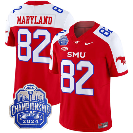 Men's SMU Mustangs 2024 ACC Championship Patch Vapor Limited Jersey - All Stitched