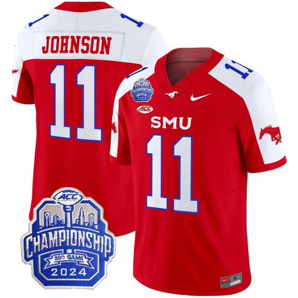 Men's SMU Mustangs 2024 ACC Championship Patch Vapor Limited Jersey - All Stitched