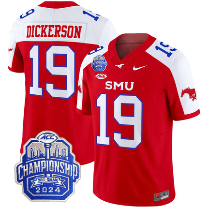 Men's SMU Mustangs 2024 ACC Championship Patch Vapor Limited Jersey - All Stitched