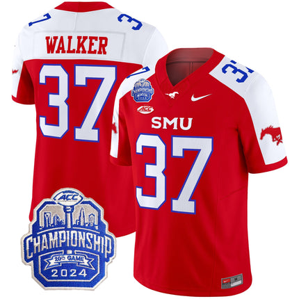 Men's SMU Mustangs 2024 ACC Championship Patch Vapor Limited Jersey - All Stitched