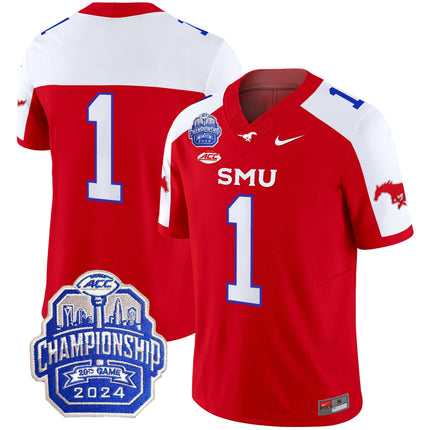 Men's SMU Mustangs 2024 ACC Championship Patch Vapor Limited Jersey - All Stitched
