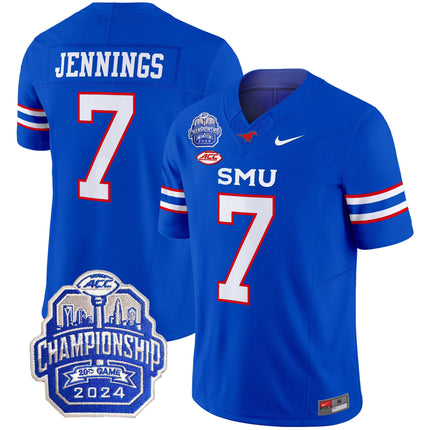 Men's SMU Mustangs 2024 ACC Championship Patch Vapor Limited Jersey - All Stitched