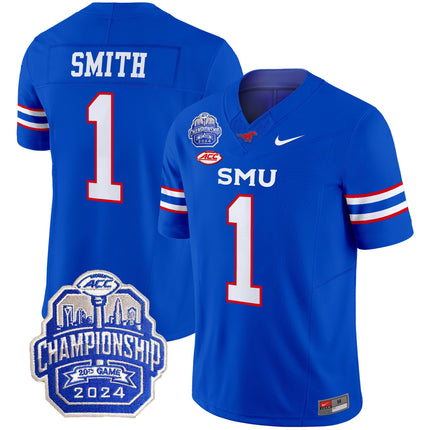 Men's SMU Mustangs 2024 ACC Championship Patch Vapor Limited Jersey - All Stitched