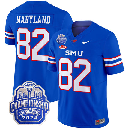 Men's SMU Mustangs 2024 ACC Championship Patch Vapor Limited Jersey - All Stitched
