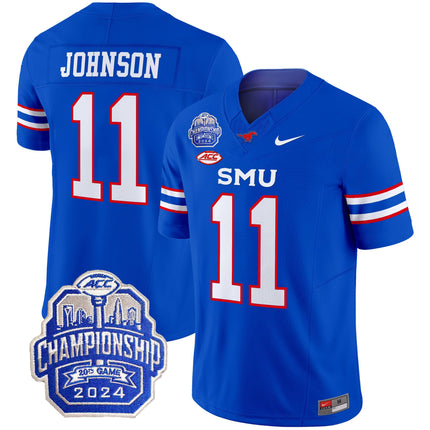 Men's SMU Mustangs 2024 ACC Championship Patch Vapor Limited Jersey - All Stitched