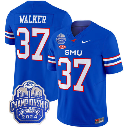 Men's SMU Mustangs 2024 ACC Championship Patch Vapor Limited Jersey - All Stitched