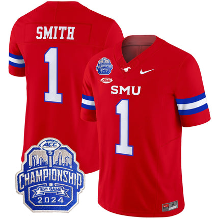 Men's SMU Mustangs 2024 ACC Championship Patch Vapor Limited Jersey - All Stitched