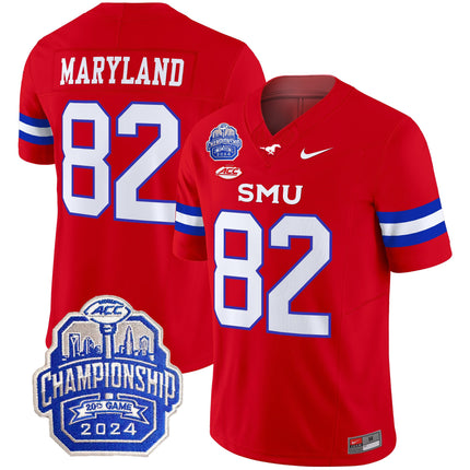 Men's SMU Mustangs 2024 ACC Championship Patch Vapor Limited Jersey - All Stitched