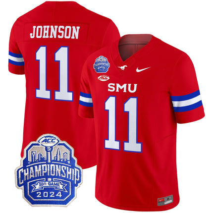 Men's SMU Mustangs 2024 ACC Championship Patch Vapor Limited Jersey - All Stitched