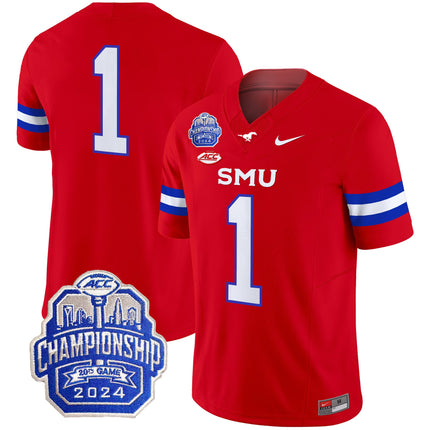 Men's SMU Mustangs 2024 ACC Championship Patch Vapor Limited Jersey - All Stitched