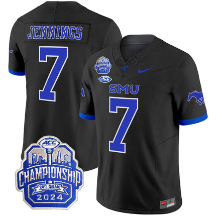 Men's SMU Mustangs 2024 ACC Championship Patch Vapor Limited Jersey - All Stitched