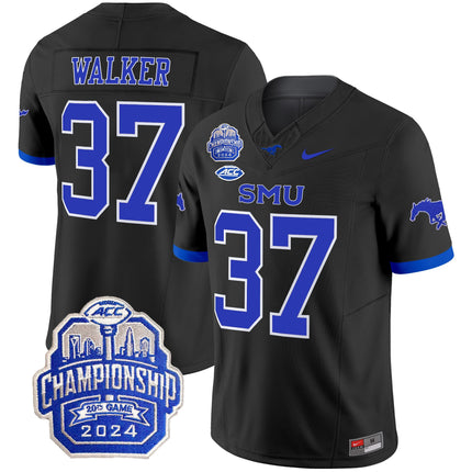 Men's SMU Mustangs 2024 ACC Championship Patch Vapor Limited Jersey - All Stitched