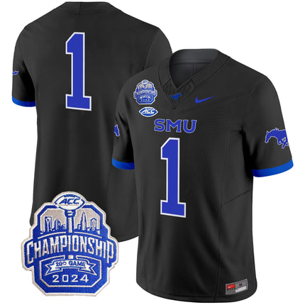 Men's SMU Mustangs 2024 ACC Championship Patch Vapor Limited Jersey - All Stitched
