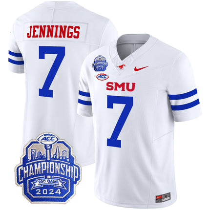 Men's SMU Mustangs 2024 ACC Championship Patch Vapor Limited Jersey - All Stitched