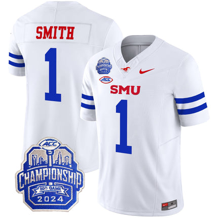 Men's SMU Mustangs 2024 ACC Championship Patch Vapor Limited Jersey - All Stitched