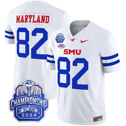 Men's SMU Mustangs 2024 ACC Championship Patch Vapor Limited Jersey - All Stitched