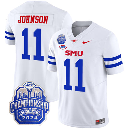 Men's SMU Mustangs 2024 ACC Championship Patch Vapor Limited Jersey - All Stitched