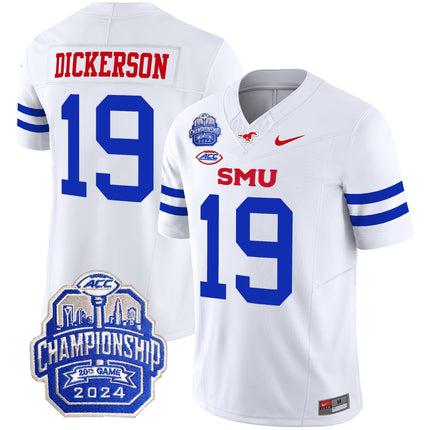 Men's SMU Mustangs 2024 ACC Championship Patch Vapor Limited Jersey - All Stitched