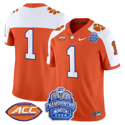 Men's Clemson Tigers 2024 ACC Championship Patch Vapor Limited Jersey - All Stitched