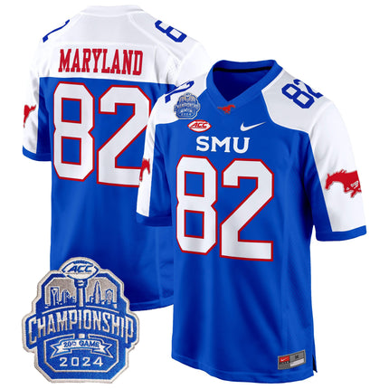 Men's SMU Mustangs 2024 ACC Championship Patch Game Jersey - All Stitched