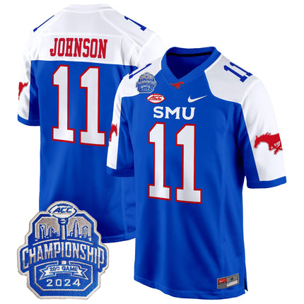 Men's SMU Mustangs 2024 ACC Championship Patch Game Jersey - All Stitched