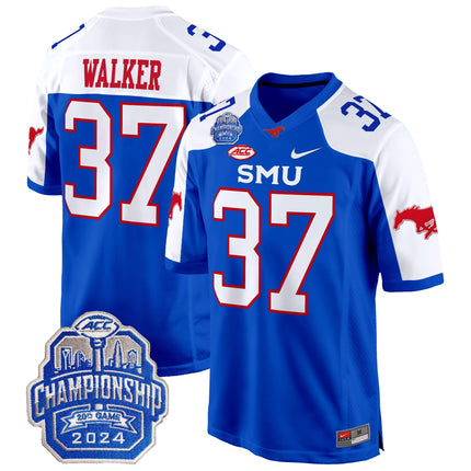 Men's SMU Mustangs 2024 ACC Championship Patch Game Jersey - All Stitched