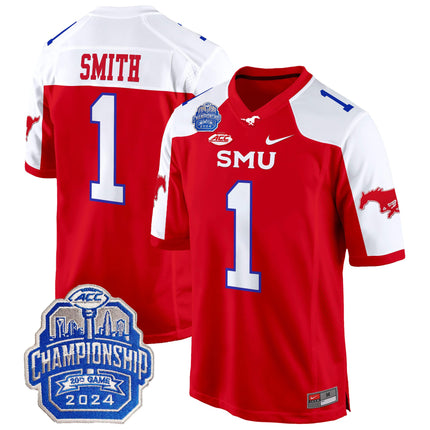 Men's SMU Mustangs 2024 ACC Championship Patch Game Jersey - All Stitched