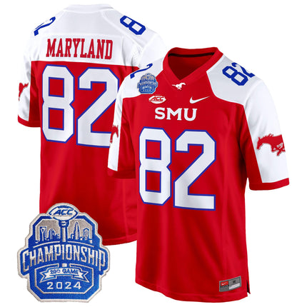 Men's SMU Mustangs 2024 ACC Championship Patch Game Jersey - All Stitched