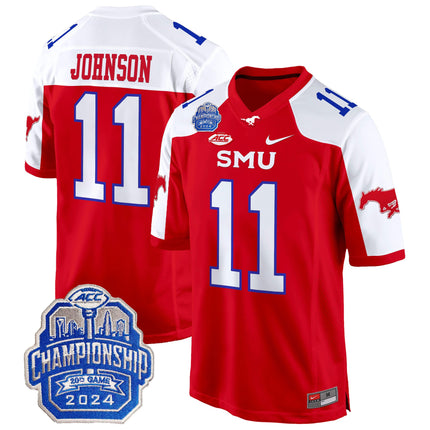 Men's SMU Mustangs 2024 ACC Championship Patch Game Jersey - All Stitched