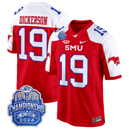 Men's SMU Mustangs 2024 ACC Championship Patch Game Jersey - All Stitched