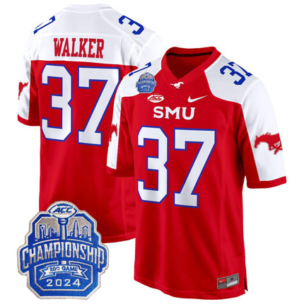 Men's SMU Mustangs 2024 ACC Championship Patch Game Jersey - All Stitched