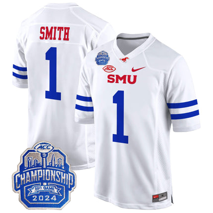 Men's SMU Mustangs 2024 ACC Championship Patch Game Jersey - All Stitched
